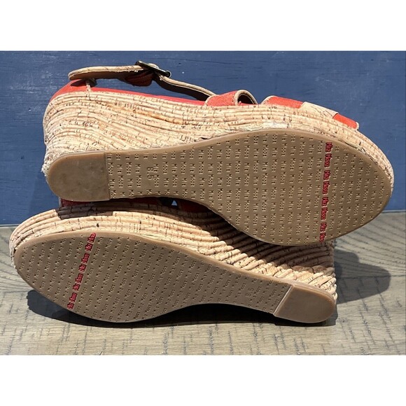 Miz Mooz leather Sandal Heel Wedge Shoes Size 8.5 Orange Kenya Toe Buckle Summer - Picture 9 of 10
